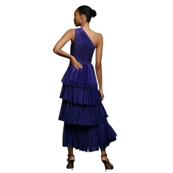 Hutch x Anthropologie - Xala One-Shoulder Tiered Pleated Tulle Maxi Dress Sz 6 - Picture 3 of 11